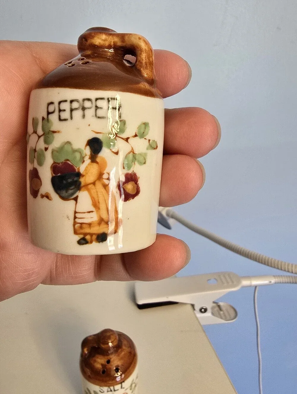 Vintage Small Salt and Pepper Shaker Jugs People Flowers Pumpkin Ceramic READ